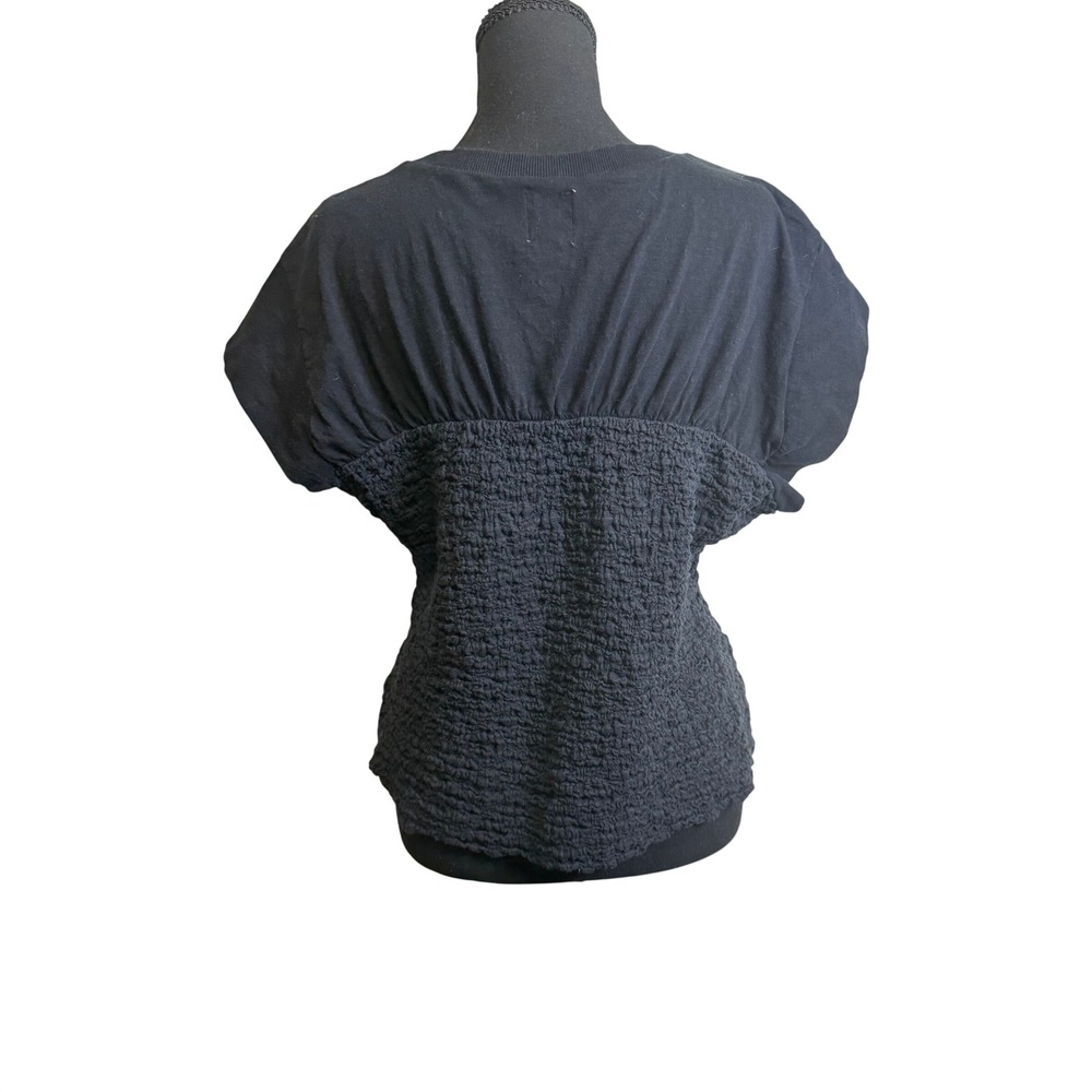 Maeve Smocked Muscle Top Women XL Black Excellent Mixed Media Cotton Tee - Picture 4 of 8
